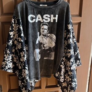 Johnny Cash flutter sleeve poncho top